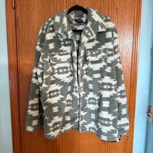 Streetwear Society Fuzzy Sage Green and White Jacket